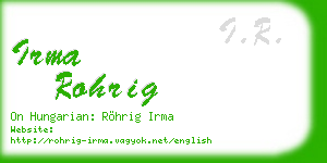 irma rohrig business card