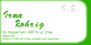 irma rohrig business card